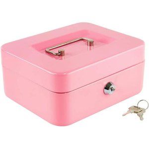 Medium Cash Box with Money Tray,Small Safe Lock Box with Key,Cash Drawer